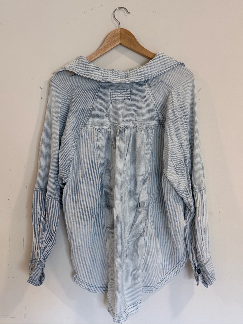 We The Free Light Blue Striped Casual Button-Down Shirt - Picture 10 of 11